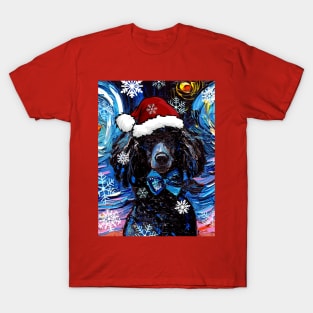 Black Poodle Santa T-Shirt